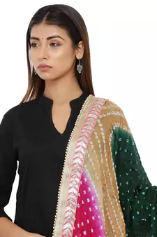 Multicolor Art Silk Bandhej Dupatta