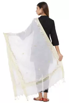 White Chanderi Gota Patti dupatta