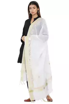 White Chanderi Gota Patti dupatta