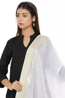 White Chanderi Gota Patti dupatta