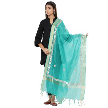 Green Chanderi Gota Patti dupatta 1