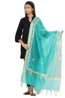 Green Chanderi Gota Patti dupatta