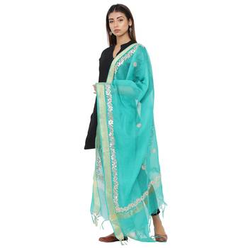 Green Chanderi Gota Patti dupatta 3