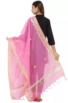 Pink Chanderi Gota Patti dupatta