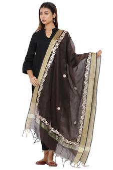 Brown Chanderi Gota Patti dupatta