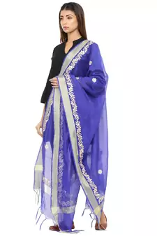 Blue Chanderi Gota Patti dupatta