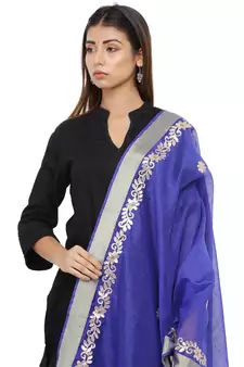 Blue Chanderi Gota Patti dupatta
