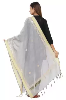 Silver Chanderi Gota Patti dupatta