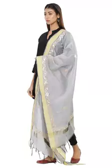 Silver Chanderi Gota Patti dupatta