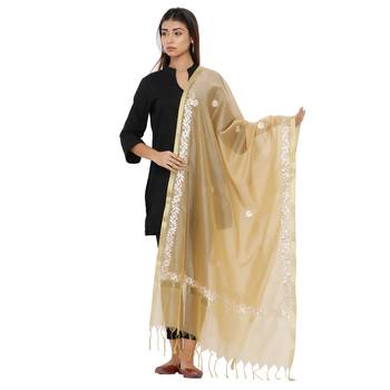Beige Chanderi Gota Patti dupatta 1
