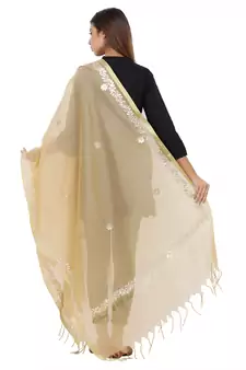 Beige Chanderi Gota Patti dupatta