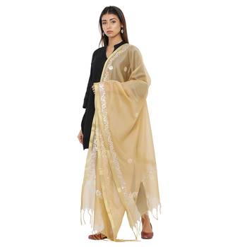 Beige Chanderi Gota Patti dupatta 3