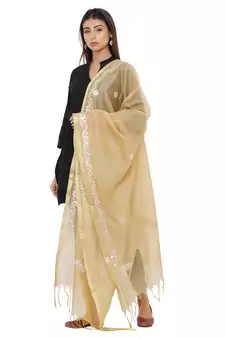 Beige Chanderi Gota Patti dupatta