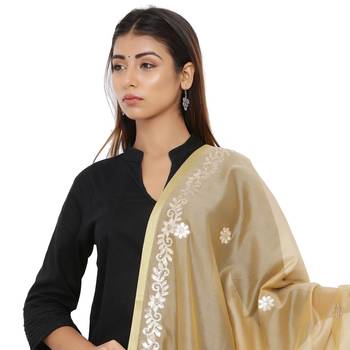 Beige Chanderi Gota Patti dupatta 4
