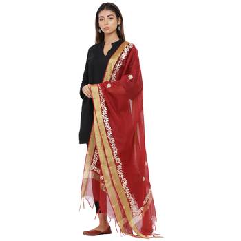 Red Chanderi Gota Patti dupatta 3
