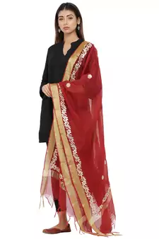Red Chanderi Gota Patti dupatta