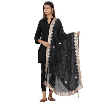 Black Poly Chiffon Gota Patti Work Dupatta 1