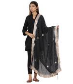 Black Poly Chiffon Gota Patti Work Dupatta