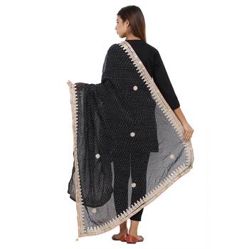Black Poly Chiffon Gota Patti Work Dupatta 2