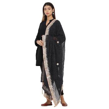 Black Poly Chiffon Gota Patti Work Dupatta 3