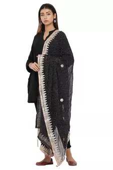 Black Poly Chiffon Gota Patti Work Dupatta