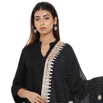 Black Poly Chiffon Gota Patti Work Dupatta 4