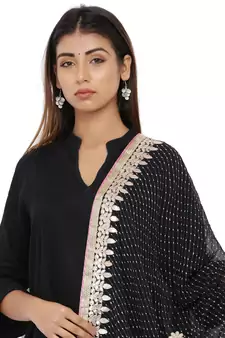 Black Poly Chiffon Gota Patti Work Dupatta