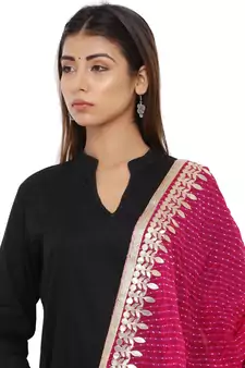 Pink Poly Chiffon Gota Patti Work Dupatta