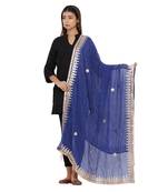 Blue Poly Chiffon Gota Patti Work Dupatta