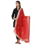Red Poly Chiffon Gota Patti Work Dupatta