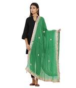 Green Poly Chiffon Gota Patti Work Dupatta