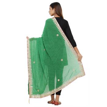 Green Poly Chiffon Gota Patti Work Dupatta 2