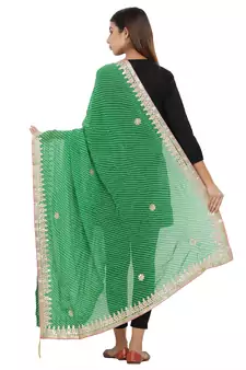 Green Poly Chiffon Gota Patti Work Dupatta