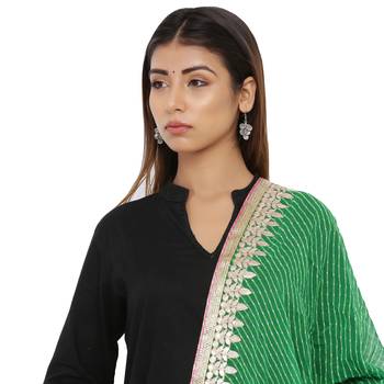 Green Poly Chiffon Gota Patti Work Dupatta 4