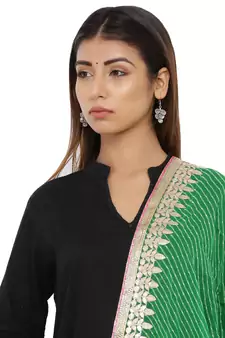 Green Poly Chiffon Gota Patti Work Dupatta