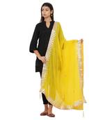 Yellow Poly Chiffon Gota Patti Work Dupatta