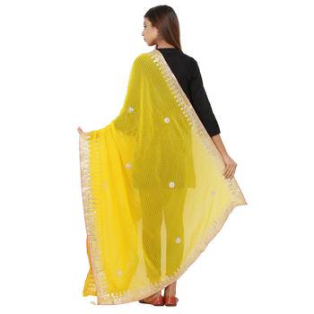 Yellow Poly Chiffon Gota Patti Work Dupatta 2