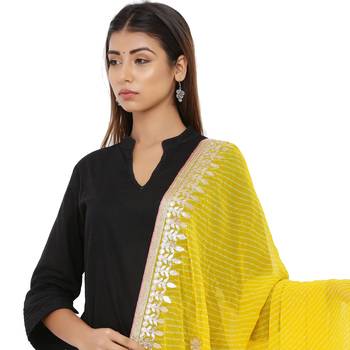 Yellow Poly Chiffon Gota Patti Work Dupatta 4