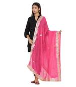 Pink Poly Chiffon Gota Patti Work Dupatta