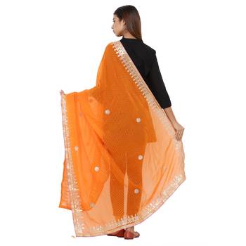 Orange Poly Chiffon Gota Patti Work Dupatta 2