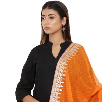 Orange Poly Chiffon Gota Patti Work Dupatta 4