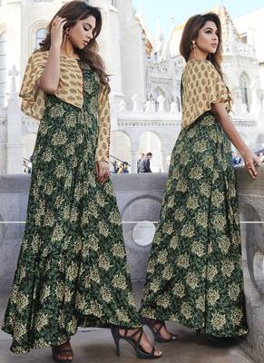 Multi Color Japan Satin Printed Long Designer Kurti 1