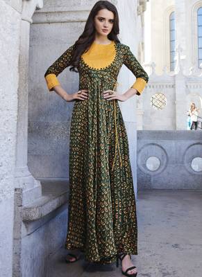 Multi Color Japan Satin Printed Long Designer Kurti 1