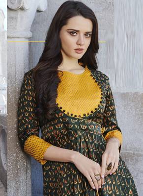 Multi Color Japan Satin Printed Long Designer Kurti 3