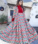 Multi Color Japan Satin Printed Long Designer Kurti