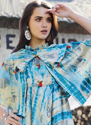 Multi Color Japan Satin Printed Long Designer Kurti 3