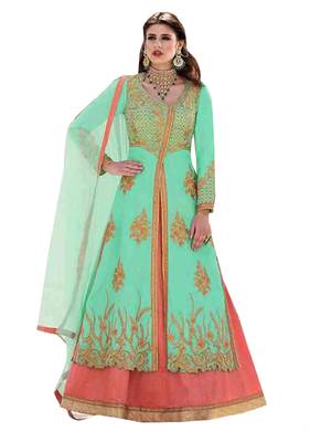 Sea Green Embroidered Bhagalpuri Silk Salwar 1