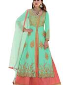 Sea Green Embroidered Bhagalpuri Silk Salwar