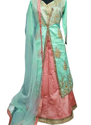 Sea Green Embroidered Bhagalpuri Silk Salwar 2