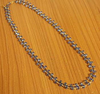 Blue Swarowski Crystal 2 Line Necklace Set 1